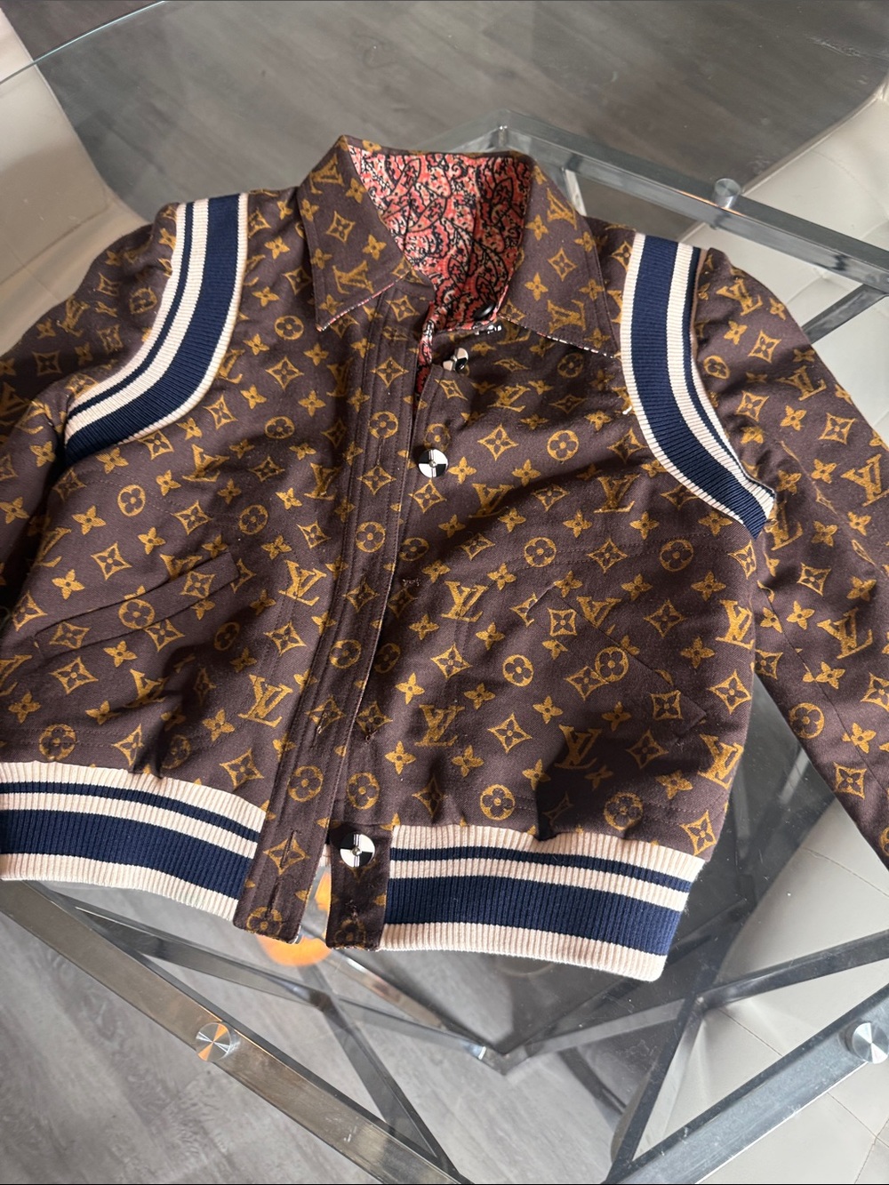 Louis Vuitton Brown & Gold Monogram Varsity Jacket